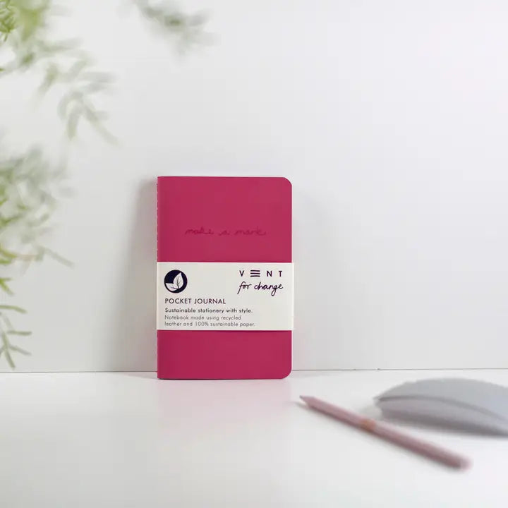 Vent Notebook A6 Recycled Leather & Paper Journal - Pink