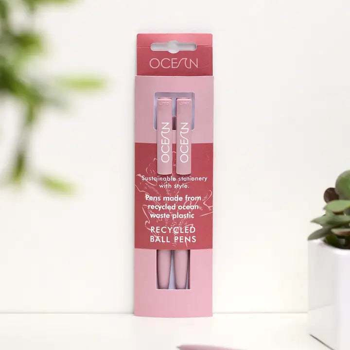 Vent Pack of 2 Recycled Pens - Ocean Collection - Coral Pink