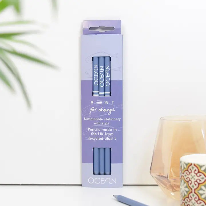 Vent Pencils Pack of 3 Recycled - Ocean Sea Blue