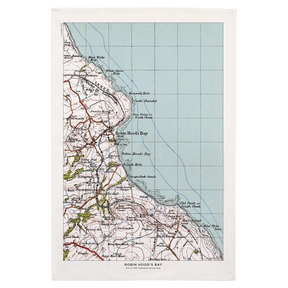 Robin Hood's Bay Map Tea Towel
