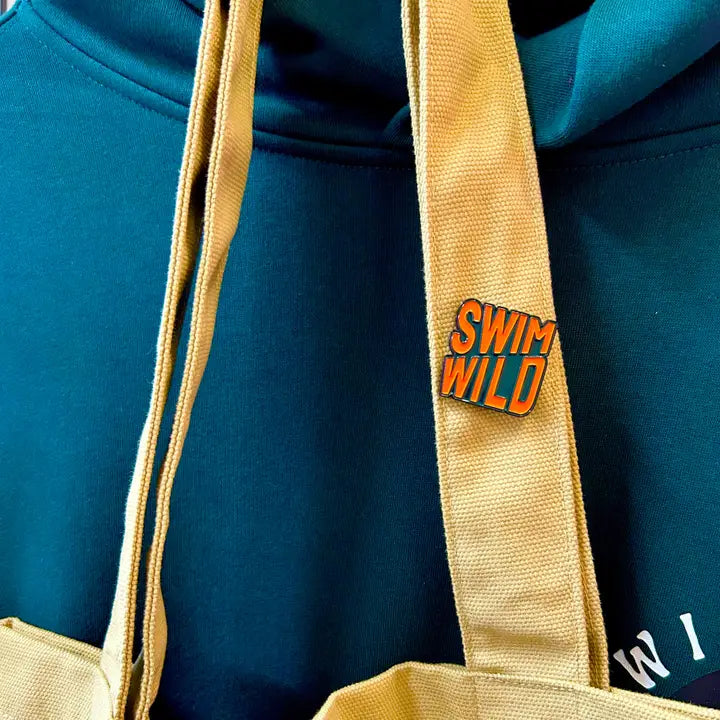 Swim Wild Enamel Pin Badge / Vivid Orange