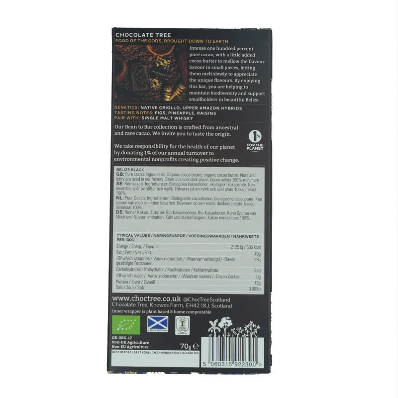 Chocolate Tree Belize Black 100% 70g