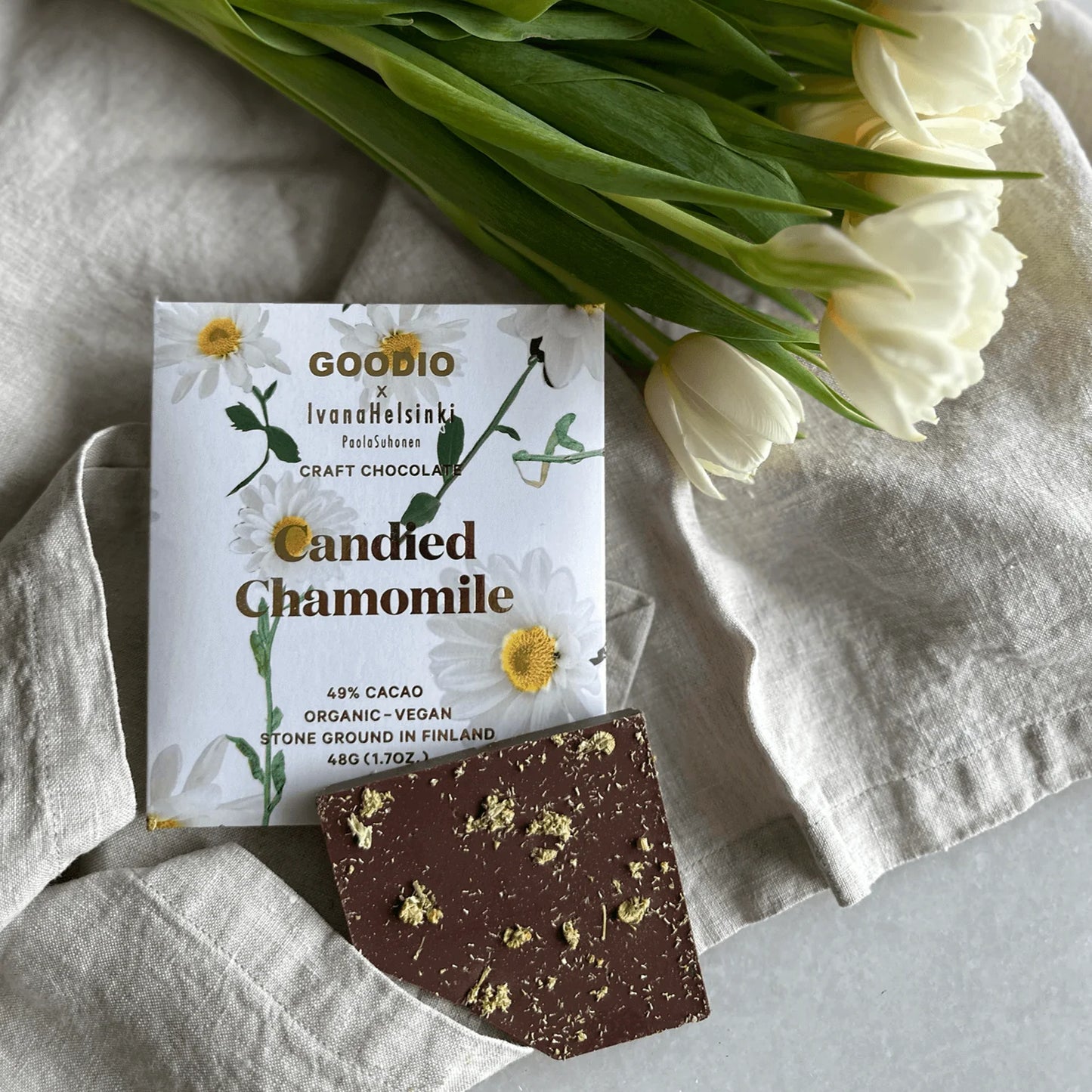 Goodio 49% Candied Chamomile Chocolate 48g