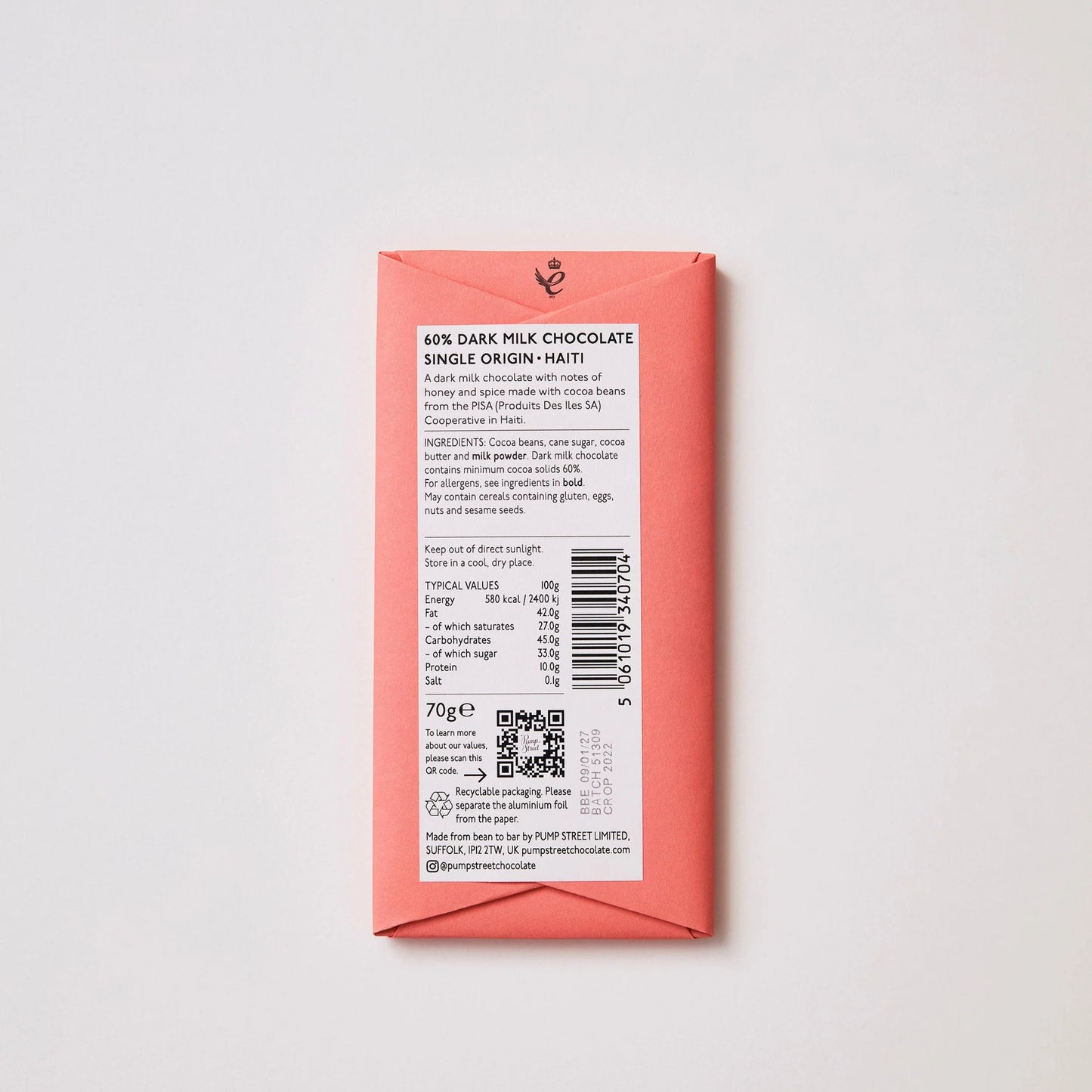 Pump Street 60% Haiti Dark Milk 70g