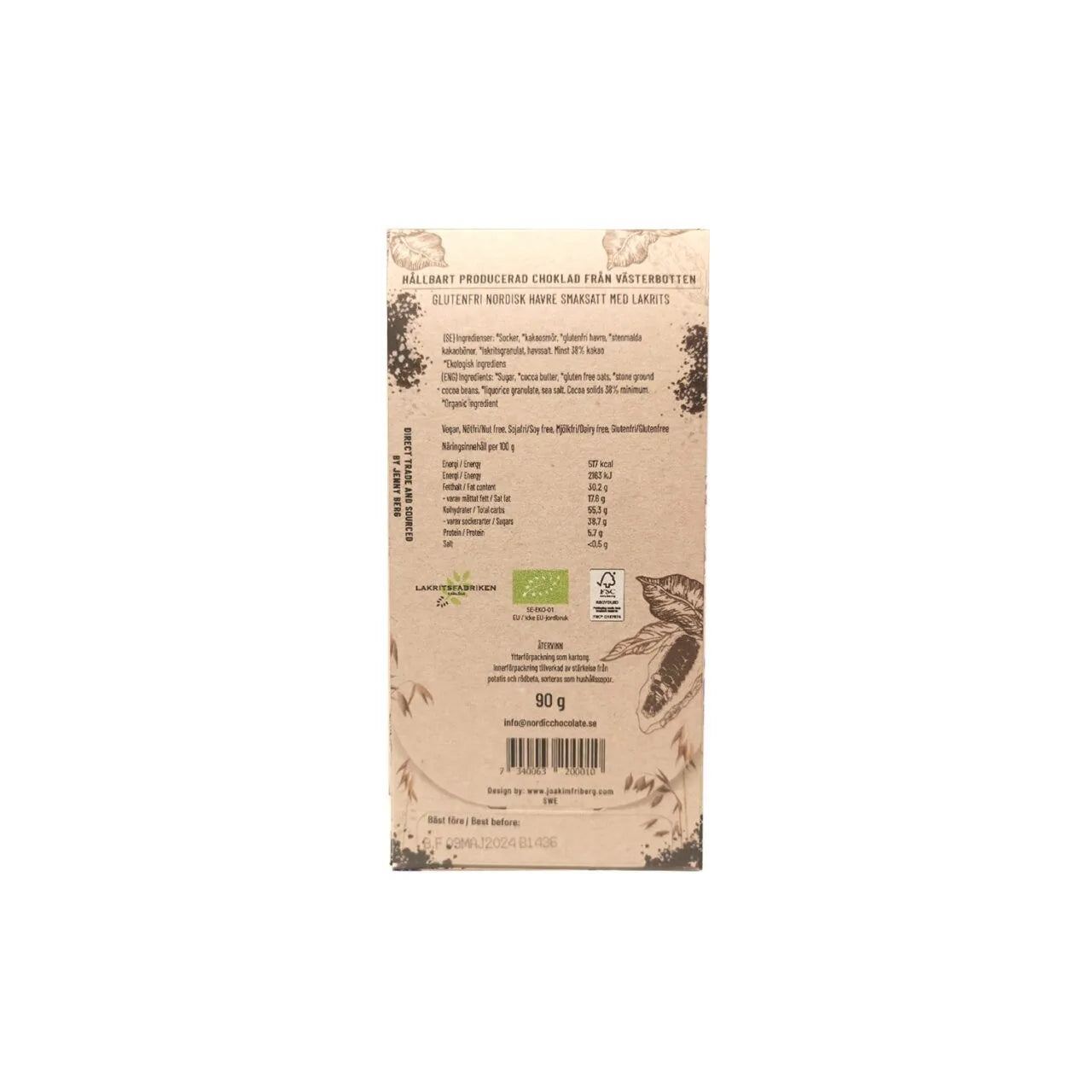 Nordic Chocolate Oat & Lakrits 38% 90g