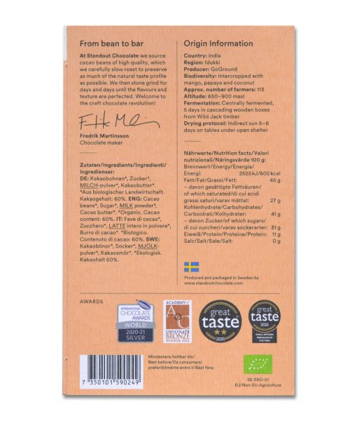 Standout 60% India Idukki Dark Milk 50g