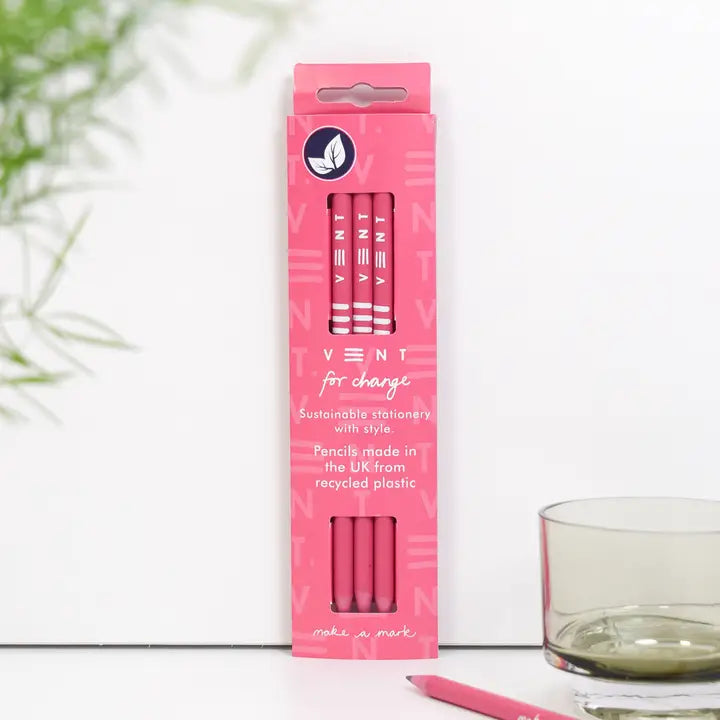 Vent Pencils Pack of 3 Recycled - Pink