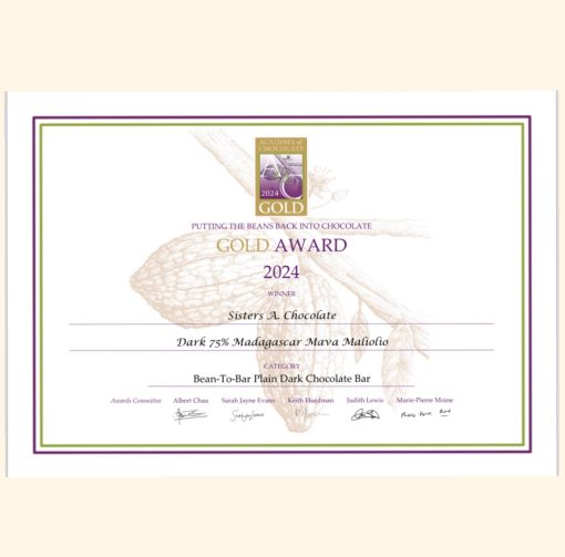 Sisters A. Chocolate 75% Madagascar Mava Maliolio Dark 65g