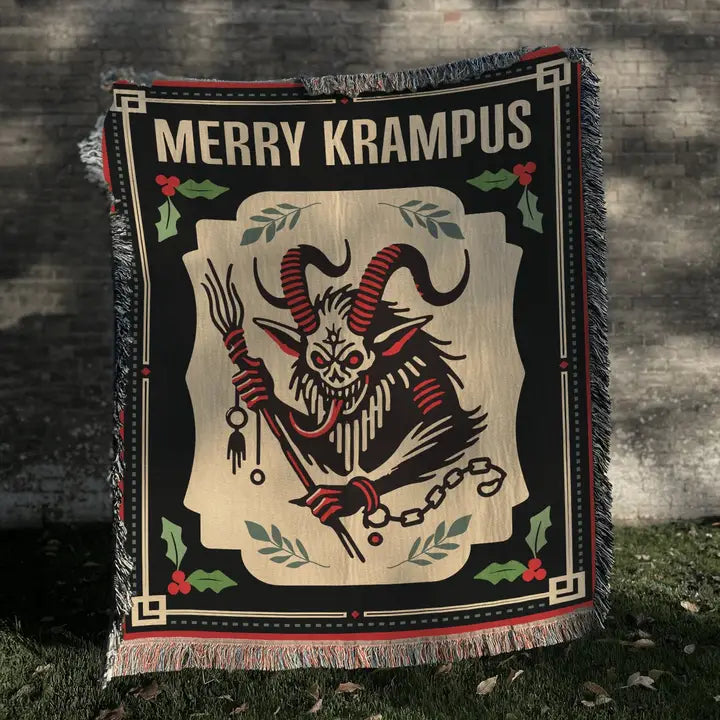 Merry Krampus Jaquard Woven Tapestry