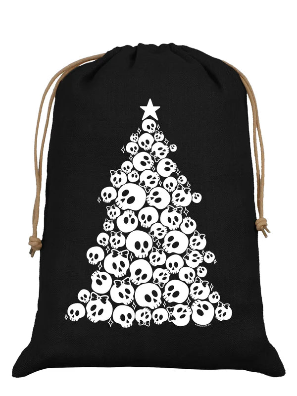 Skull Jumble Christmas Tree Black Hessian Santa Sack