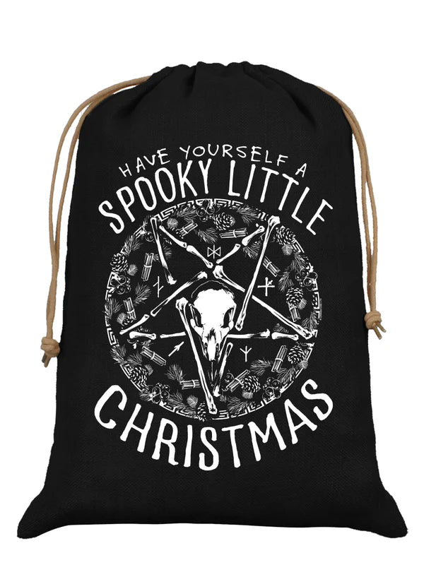Have Yourself a Spooky Little Christmas Black Hessian Santa Sack