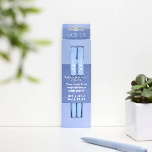 Vent Pack of 2 Recycled Pens - Ocean Collection - Sea Blue