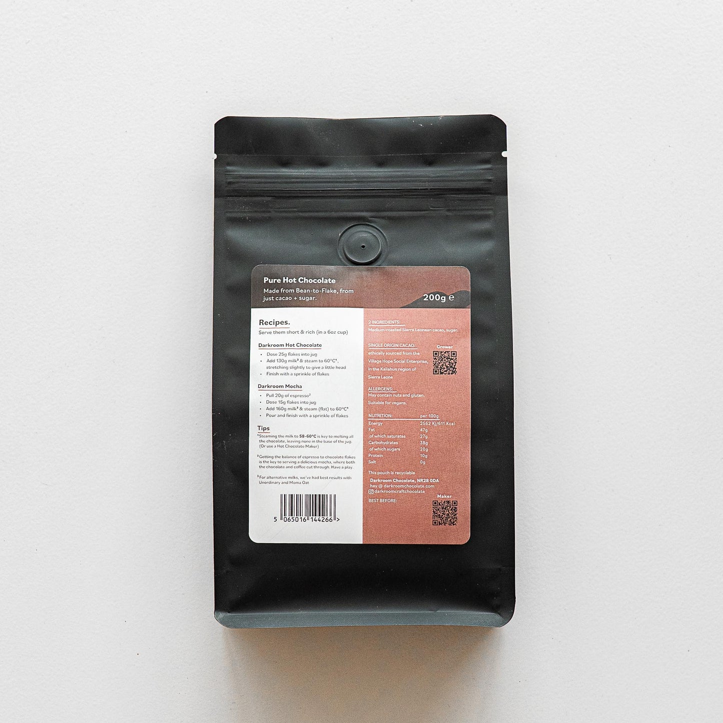Darkroom 80% Sierra Leone Hot Chocolate Flakes 200g