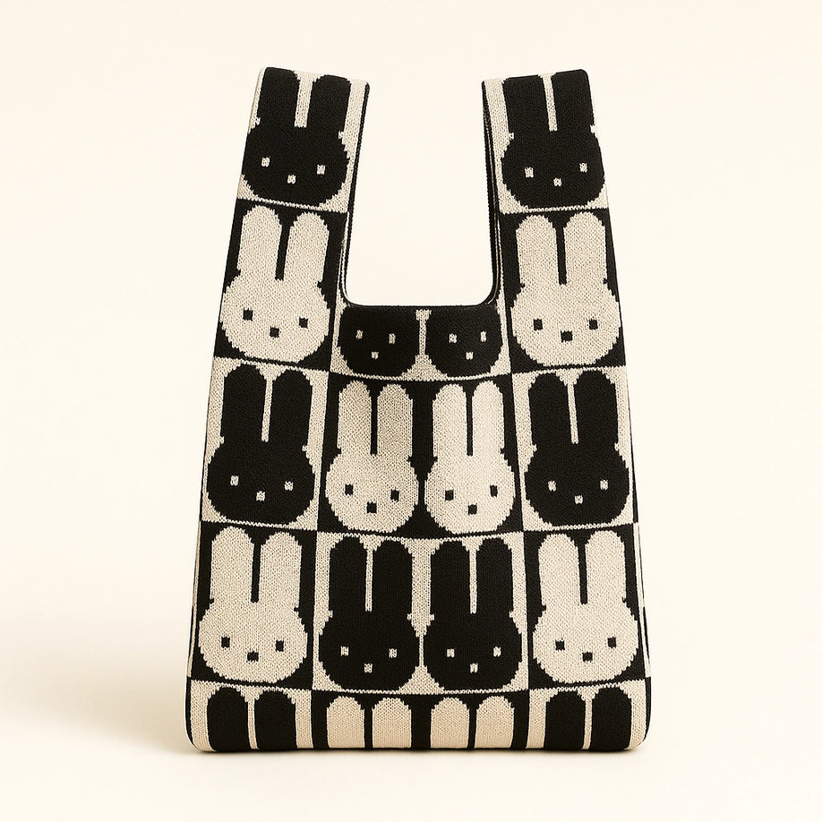 Chessboard Bunny - Knitted Bag