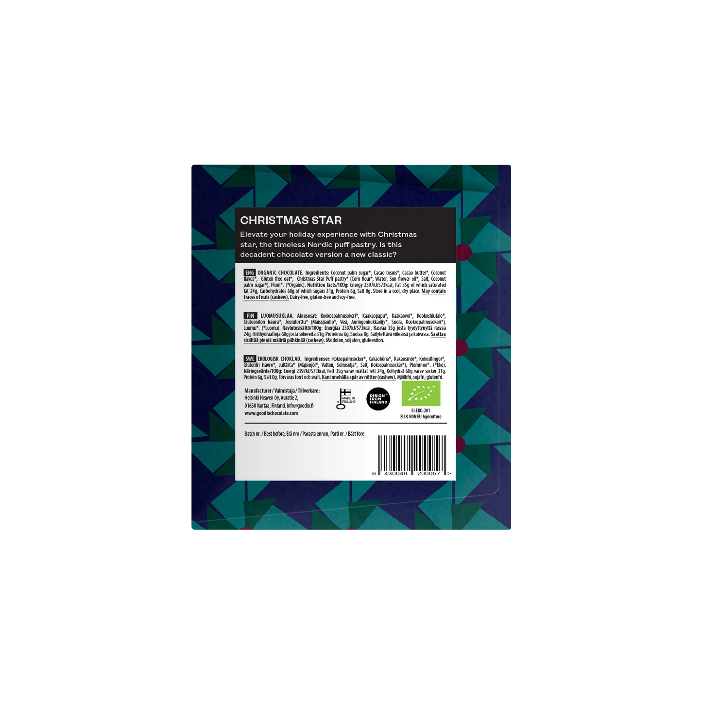 Goodio Christmas Star Chocolate 35% 48g