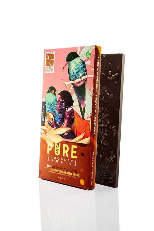 Pure Chocolate Jamaica 68% Dark with Slow Roasted Nibs 60g