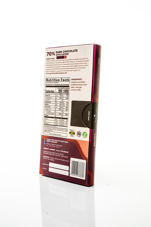 Pure Chocolate Jamaica 70% Dark with Coffee 60g
