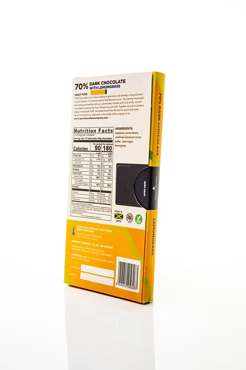 Pure Chocolate Jamaica 70% Dark with Lemongrass 60g