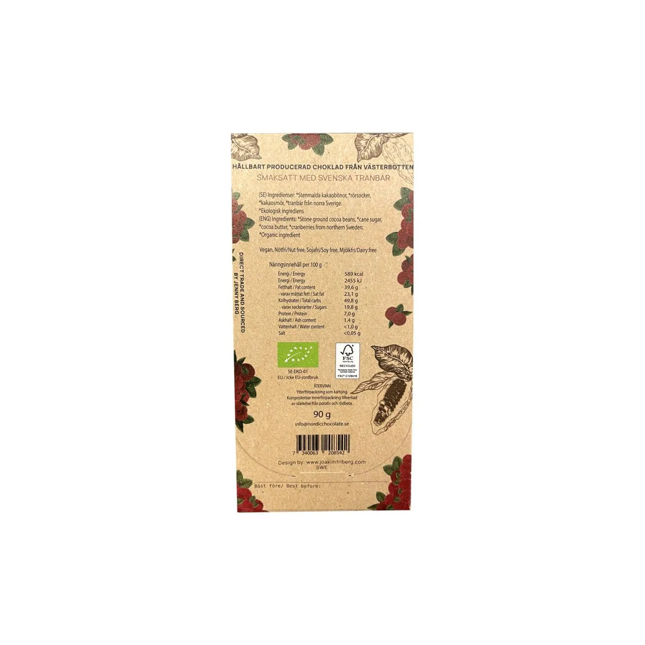 Nordic Chocolate Cranberry 65% 90g