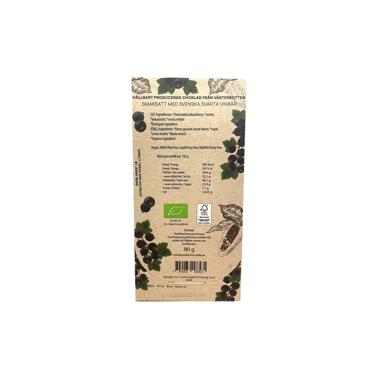Nordic Chocolate Blackcurrant 65% 90g