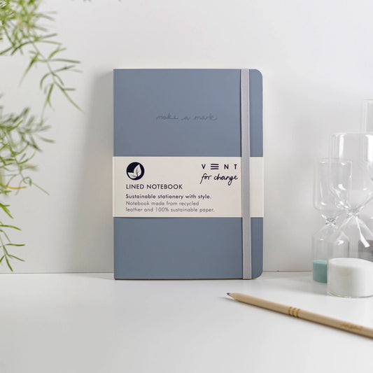 Vent Notebook A5 Recycled Leather Lined Paper - Dusty Blue