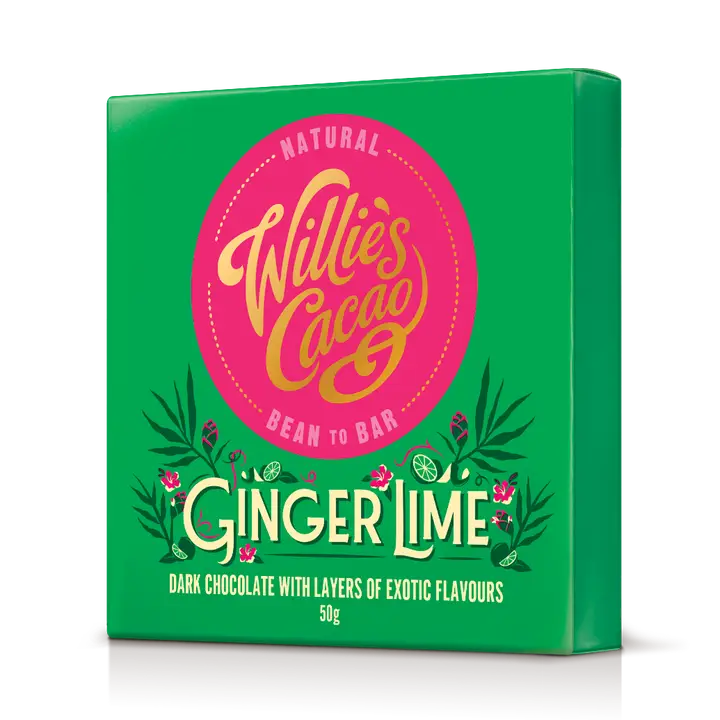 Willie's Cacao Ginger Lime - Dark Chocolate with Ginger & Lime 50g