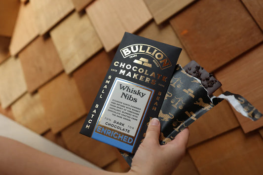 Bullion 70% Whisky Nibs - Dark Enriched Bar 70g