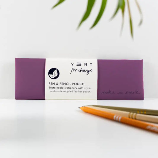 Vent Pen / Pencil Pouch Recycled Leather - Purple