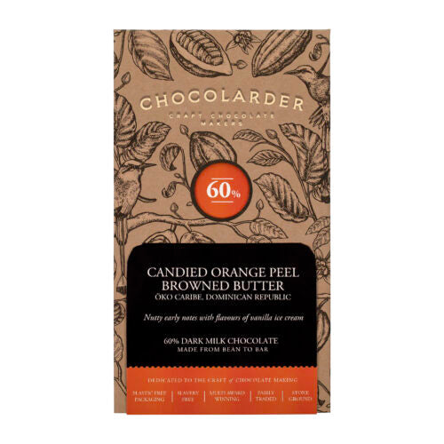 Chocolarder Candied Orange Peel Browned Butter 60% Dark 70g
