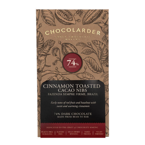 Chocolarder Cinnamon Toasted Nibbed Cacao 74% Dark 70g