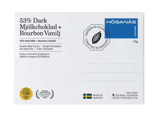 Höganäs Chocolate 53% Darker Milk Chocolate + Bourbon Vanilla 70g