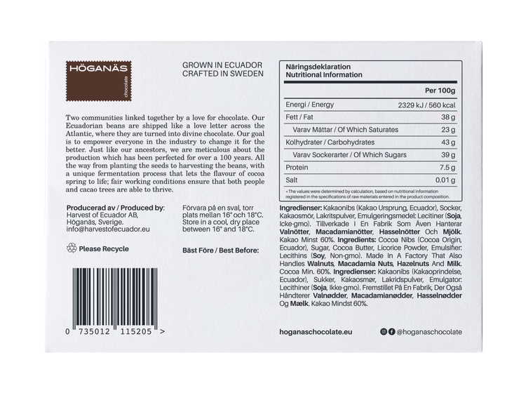 Höganäs Chocolate 60% Dark Chocolate + Liquorice Powder 70g
