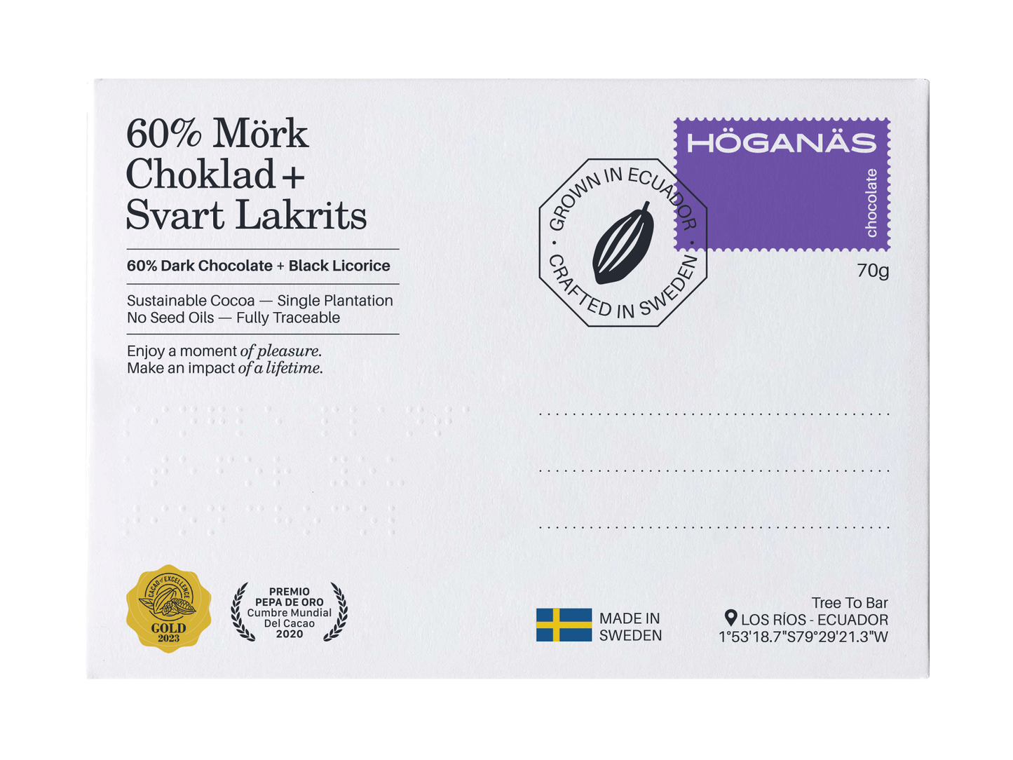Höganäs Chocolate 60% Dark Chocolate + Liquorice Powder 70g