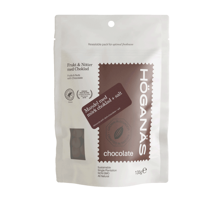 Höganäs Chocolate 60% Dark Chocolate with Salted Almonds 135g