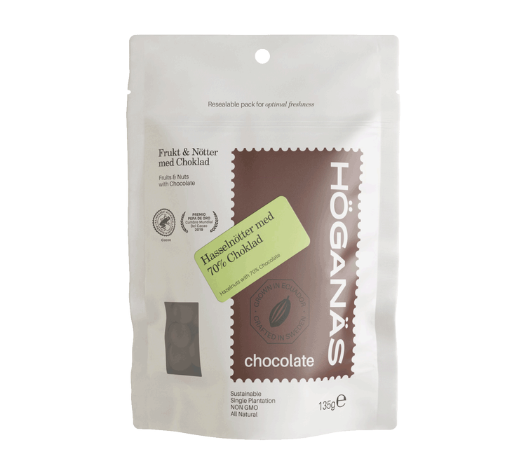 Höganäs Chocolate 70% Dark chocolate with Roasted Hazelnuts 135g
