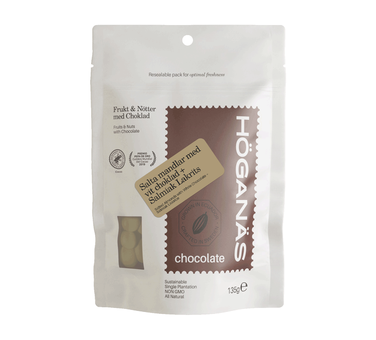 Höganäs Chocolate Roasted Almonds with White Chocolate + Licorice 135g