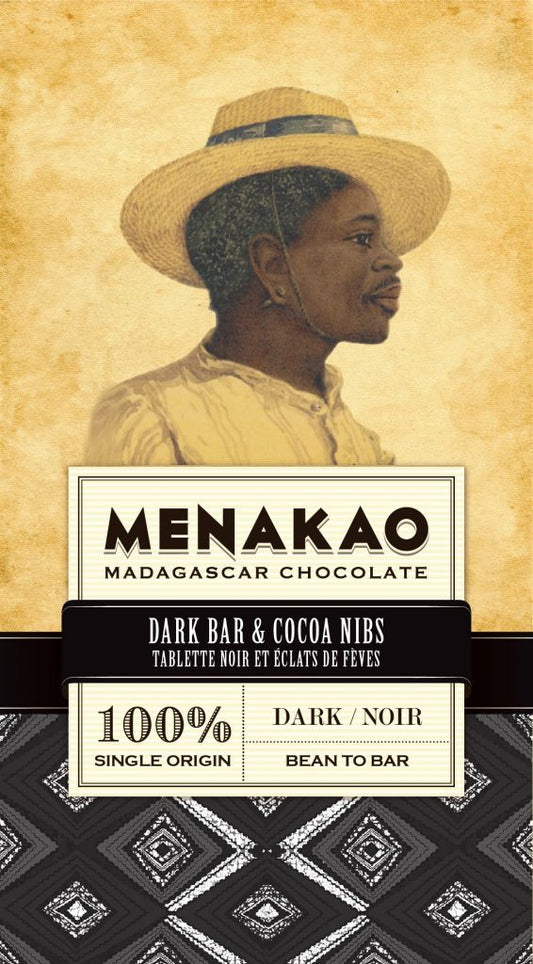 Menakao 100% Dark with Cocoa Nibs 75g