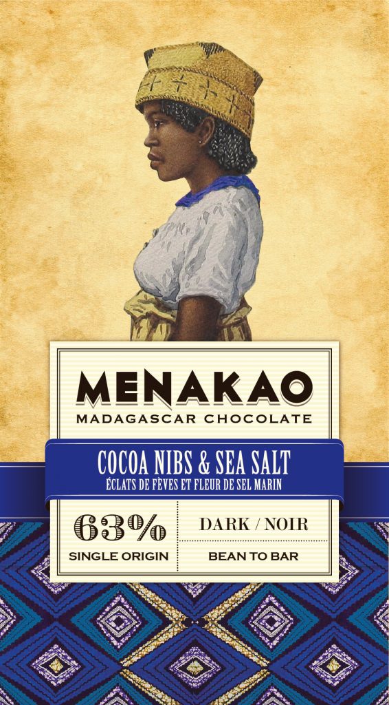 Menakao 63% Dark with Nibs & Sea Salt 75g