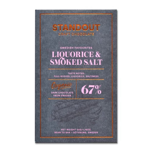Standout 67% Öko-Caribe Liquorice & Beech Smoked Sea Salt 50g