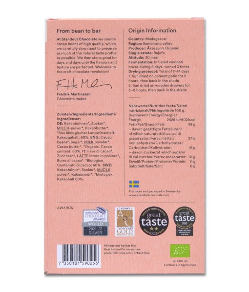 Standout 60% Sambirano Madagascar Dark Milk 50g