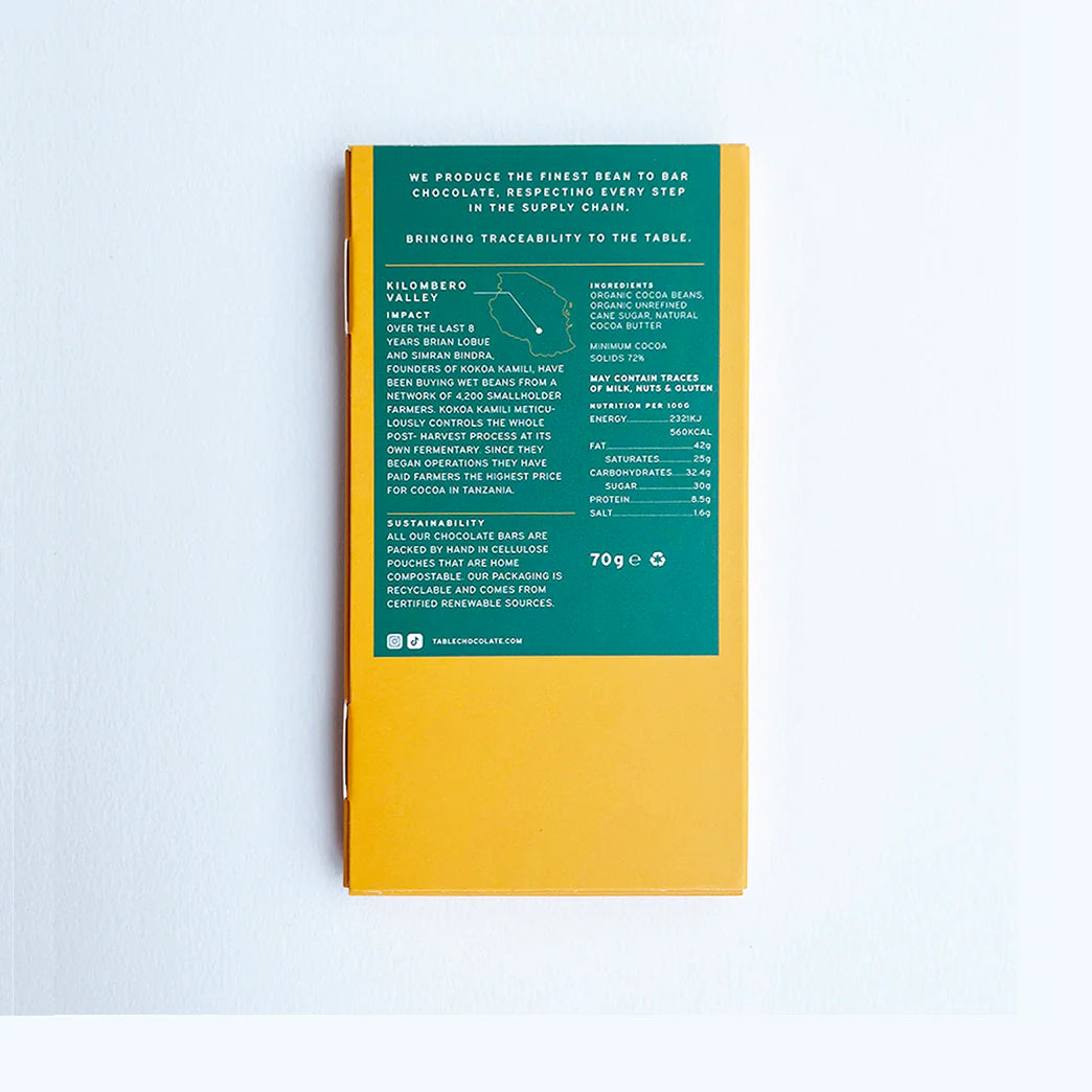 Table Tanzania 72% Dark Chocolate 70g