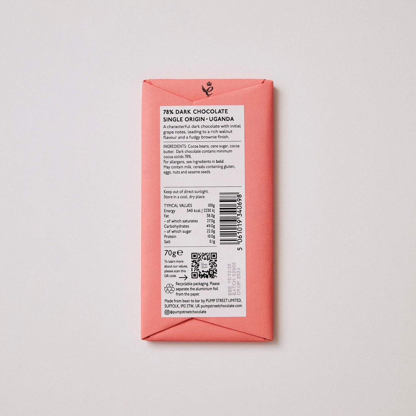 Pump Street 78% Uganda 70g