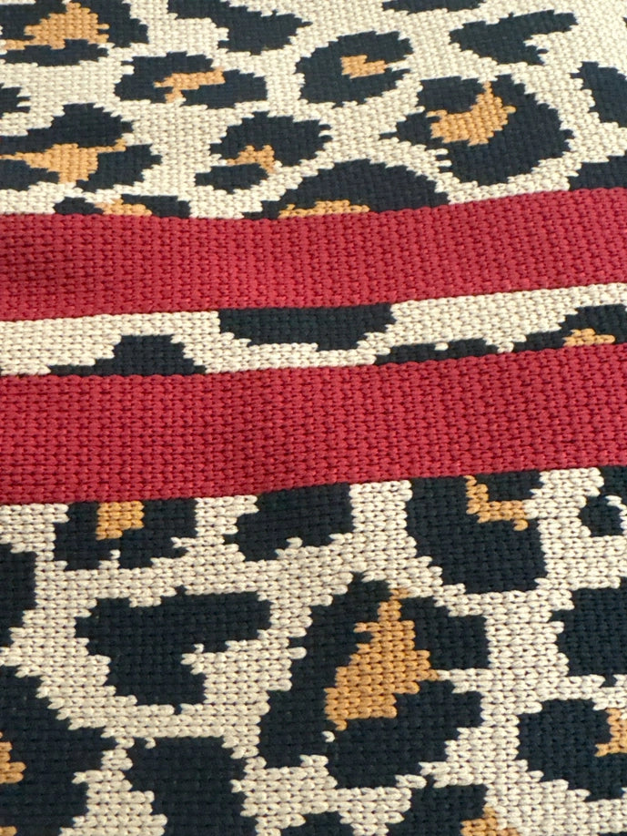 Scarlet Stripe Leopard - Knitted Bag