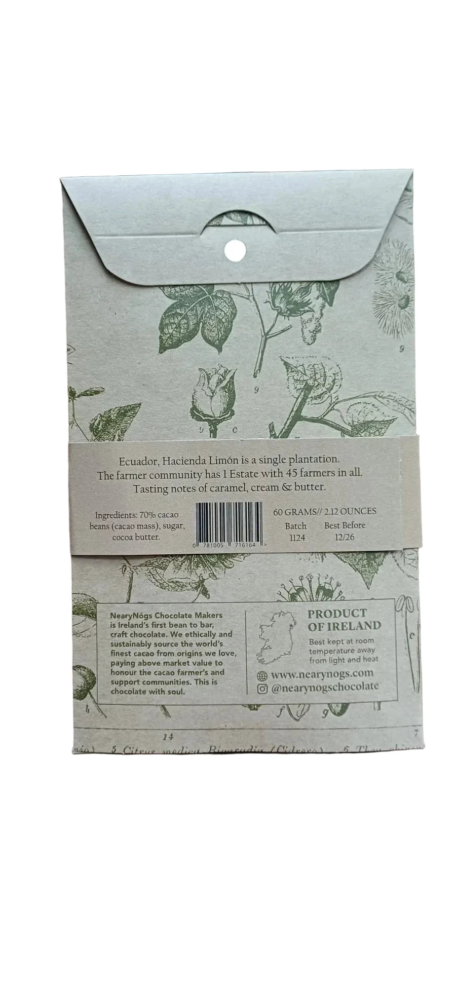 Neary Nogs 70% Ecuador Cacao Crunch Chocolate Bar 60g