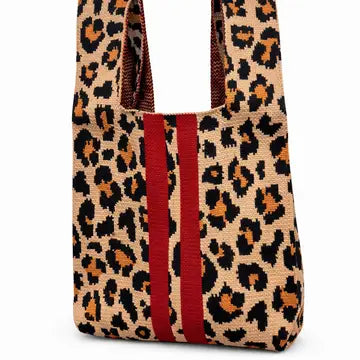 Scarlet Stripe Leopard - Knitted Bag