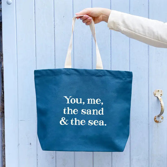 You, Me, the Sand & the Sea - Ocean Blue Canvas Tote Bag