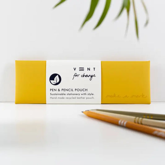 Vent Pen / Pencil Pouch Recycled Leather - Yellow