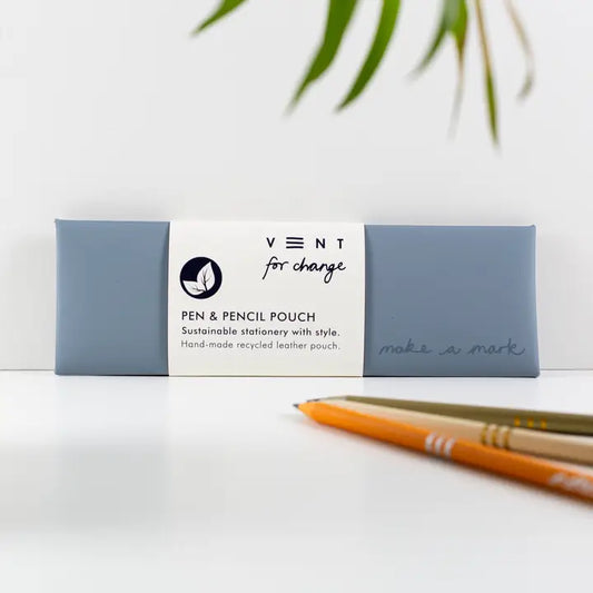 Vent Pen / Pencil Pouch Recycled Leather - Dusty Blue