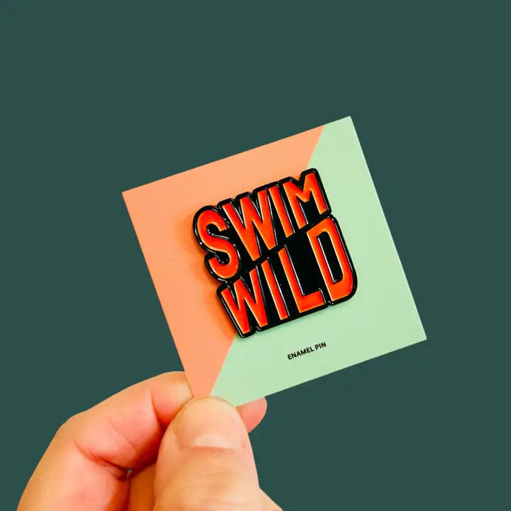 Swim Wild Enamel Pin Badge / Vivid Orange