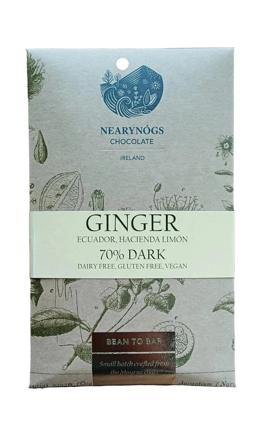 Neary Nogs 70% Ecuador Ginger Chocolate Bar 60g
